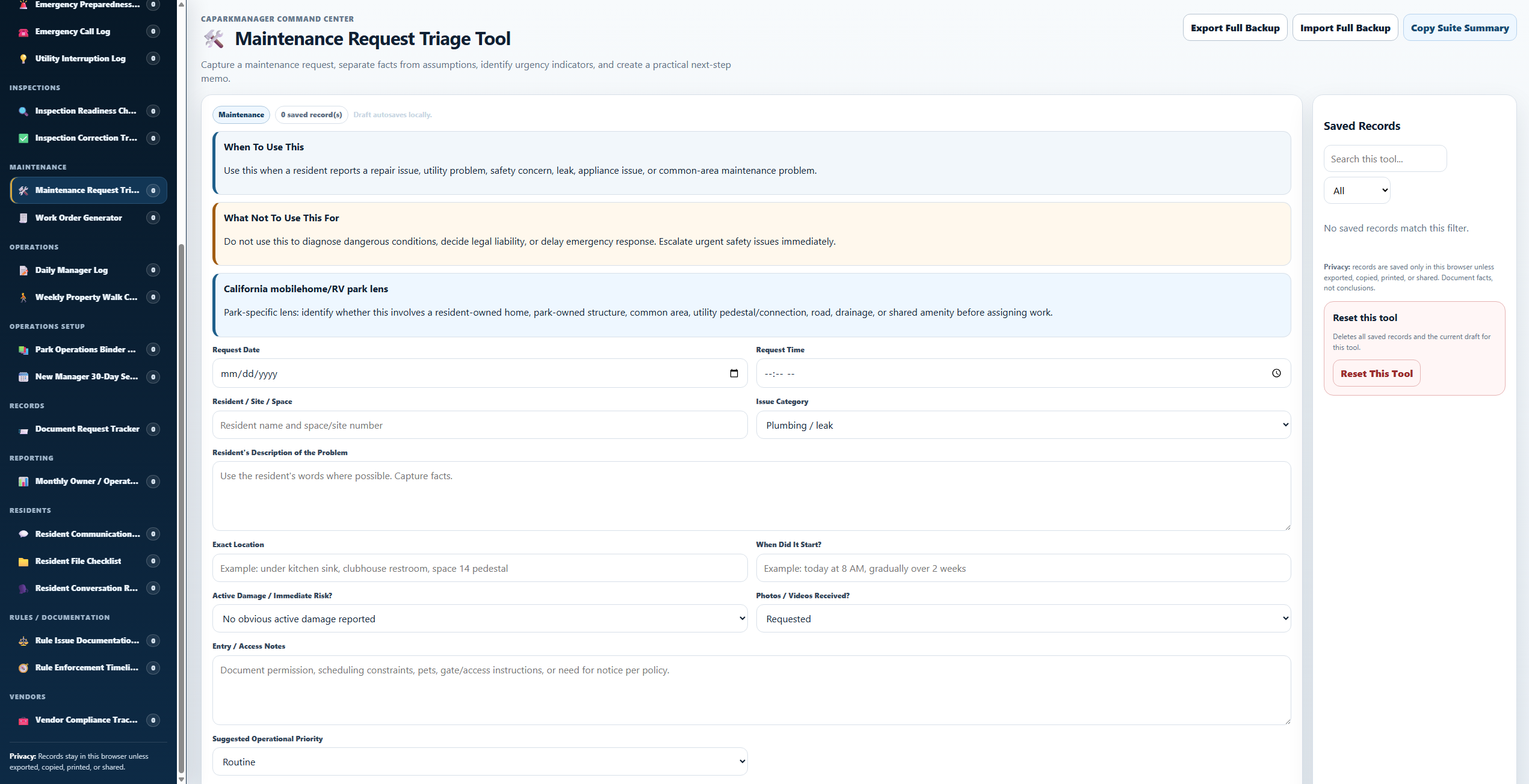 Maintenance Request Triage Tool